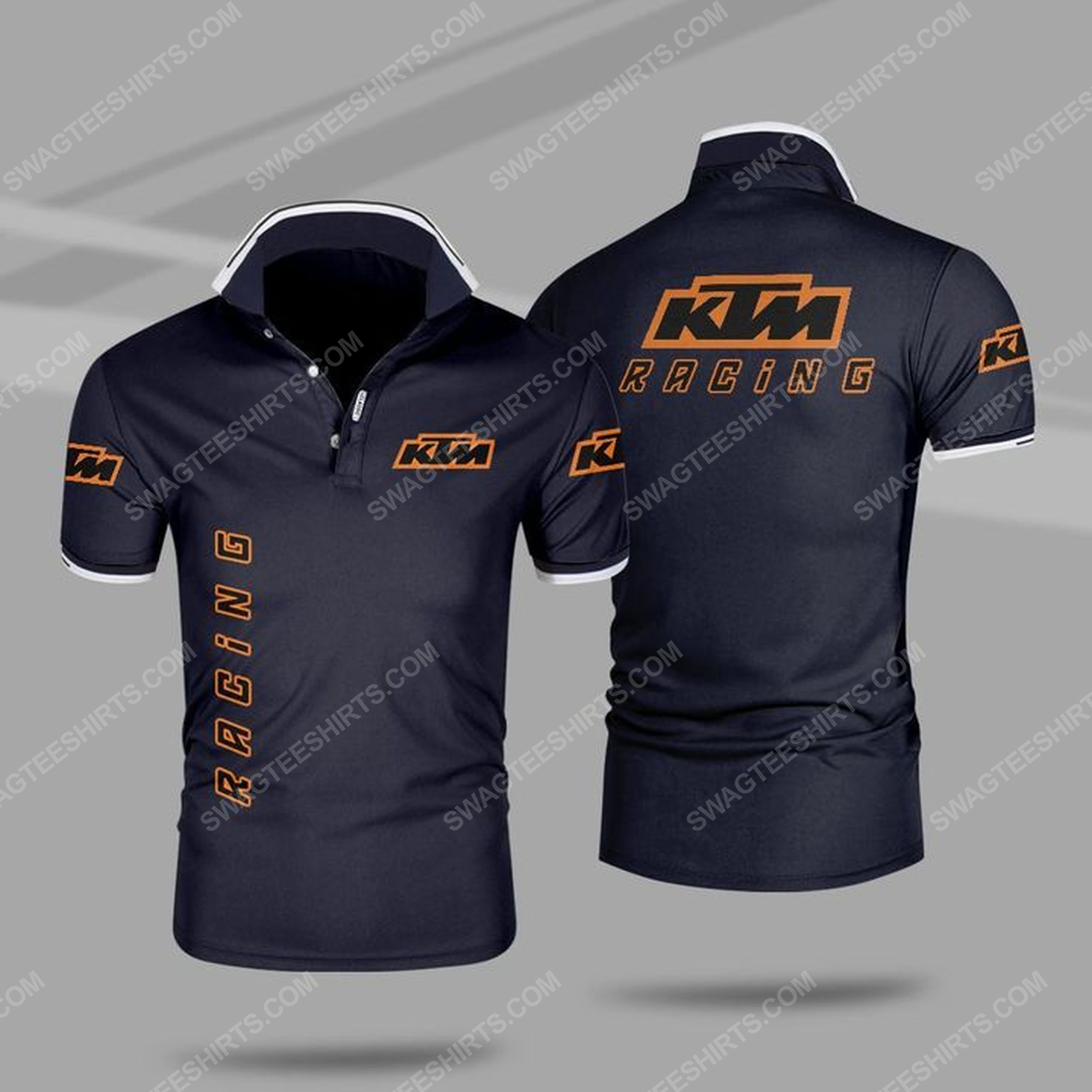 The ktm motorcycle racing all over print polo shirt - navy 1 - Copy