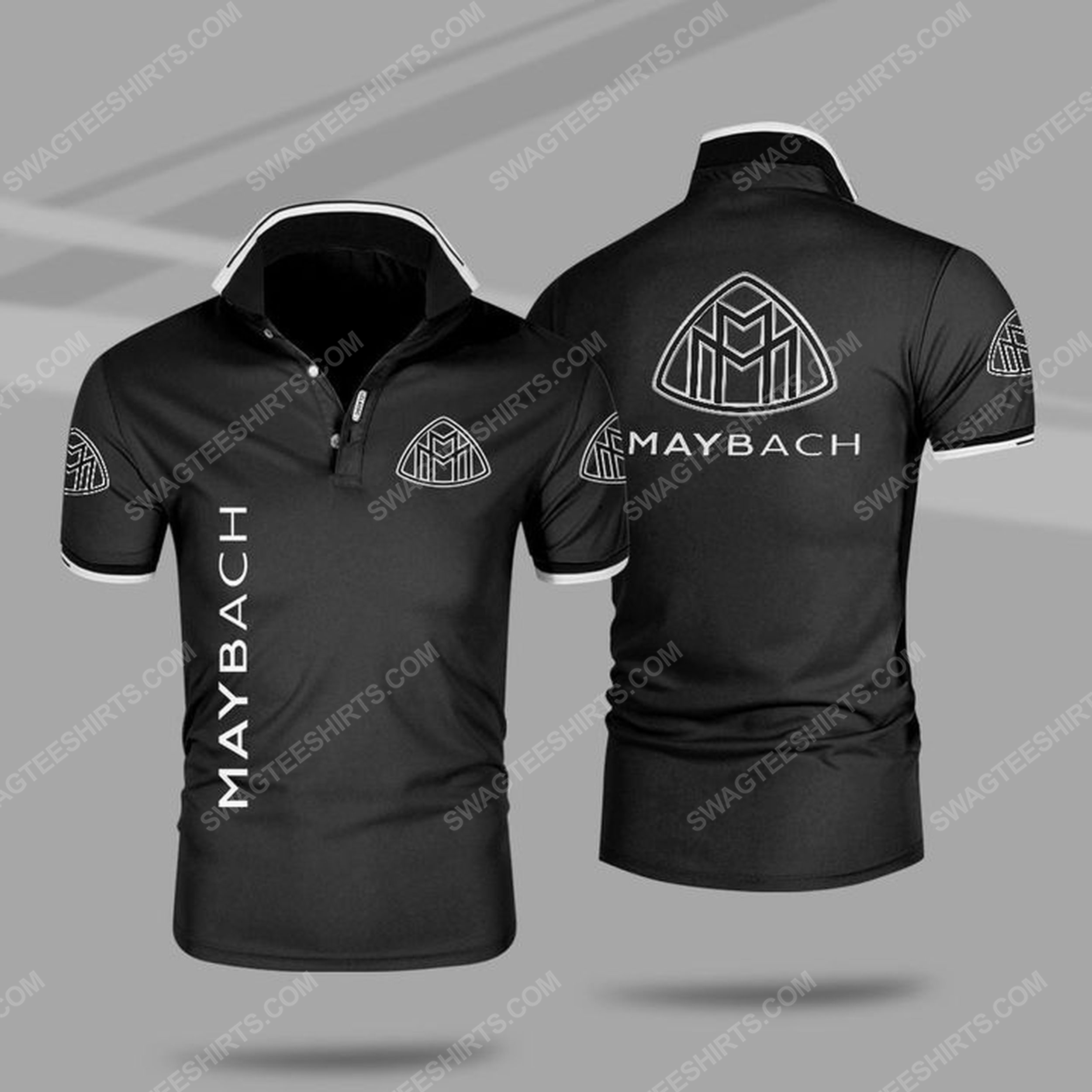 The maybach symbol all over print polo shirt - black 1