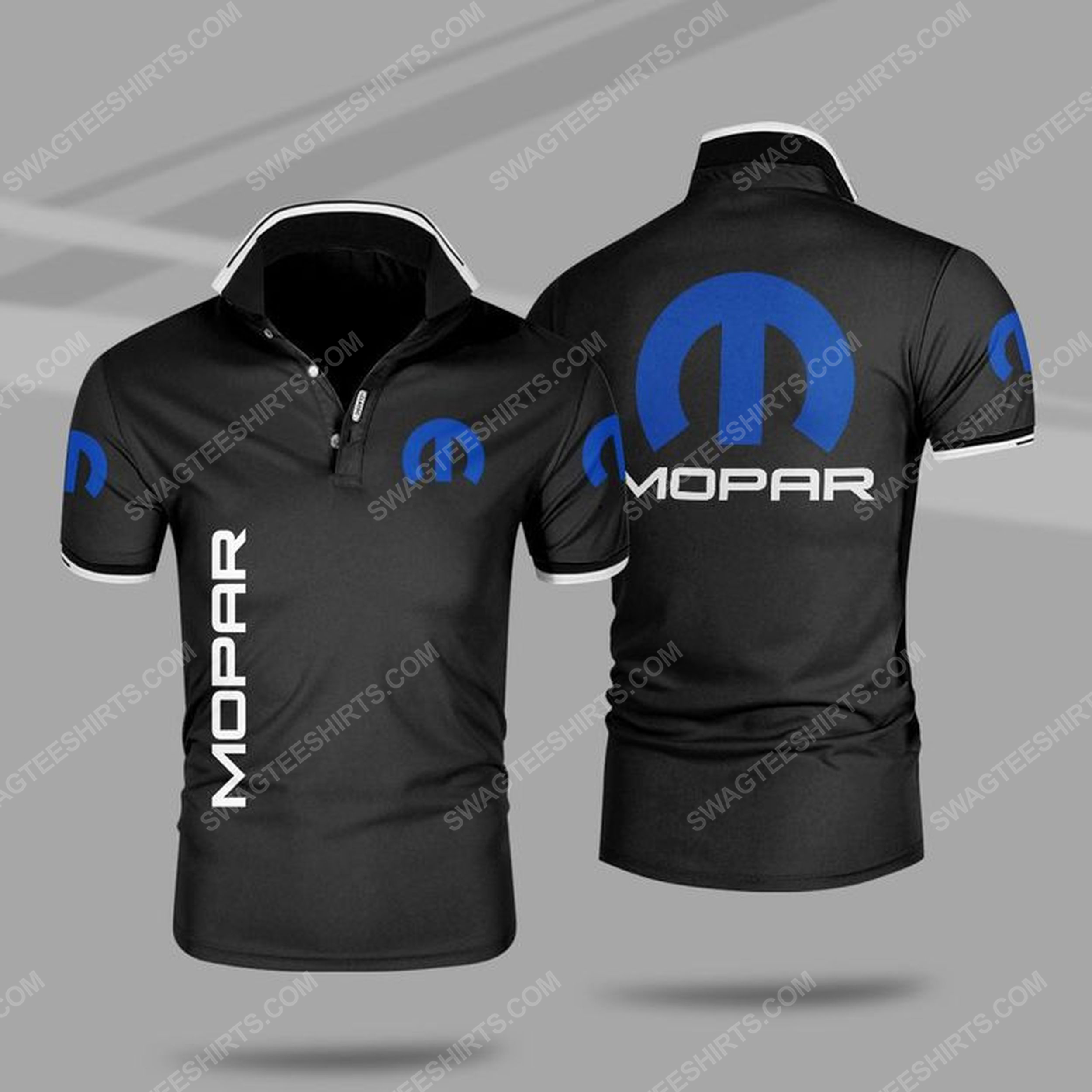 The mopar symbol all over print polo shirt - black 1