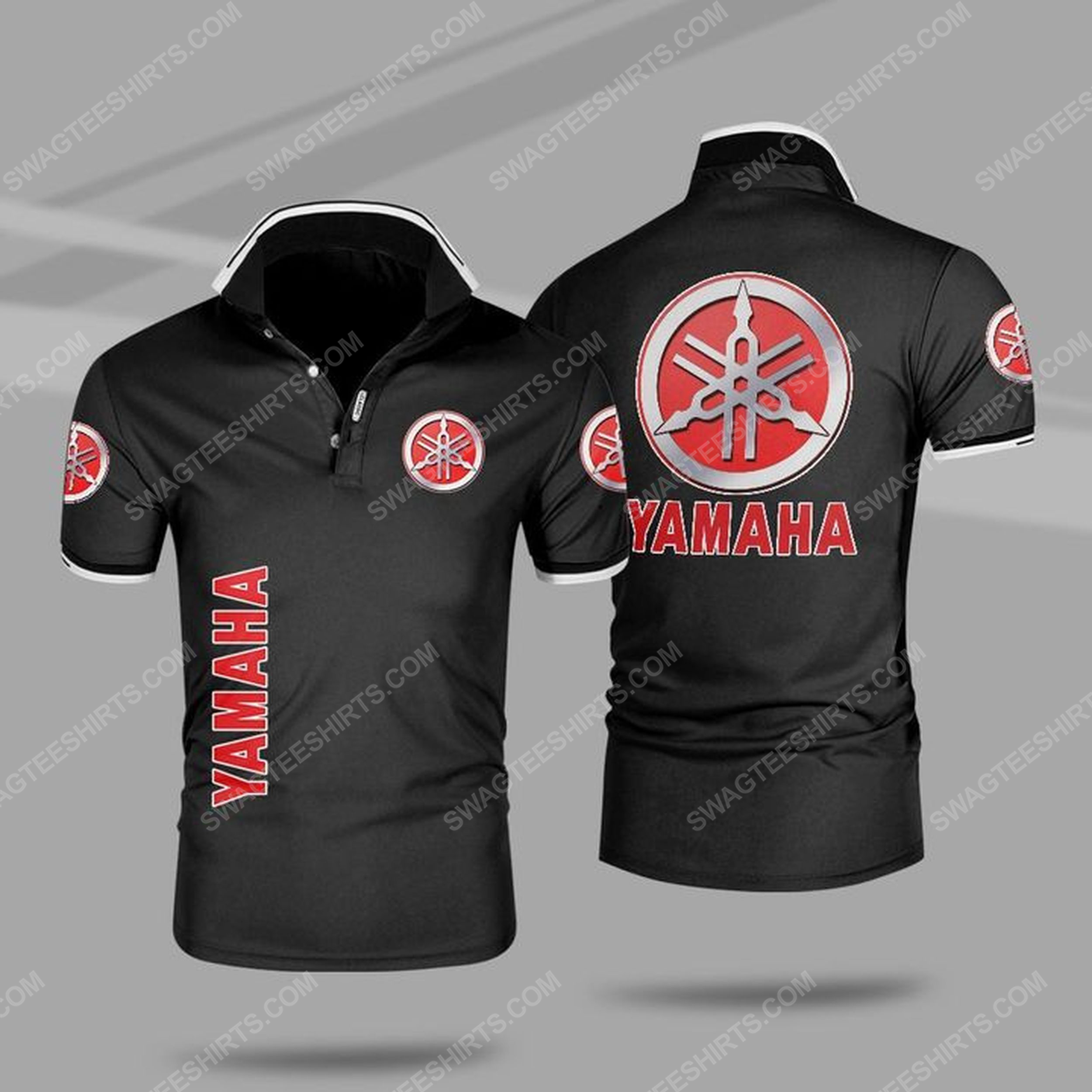 The yamaha symbol all over print polo shirt - black 1