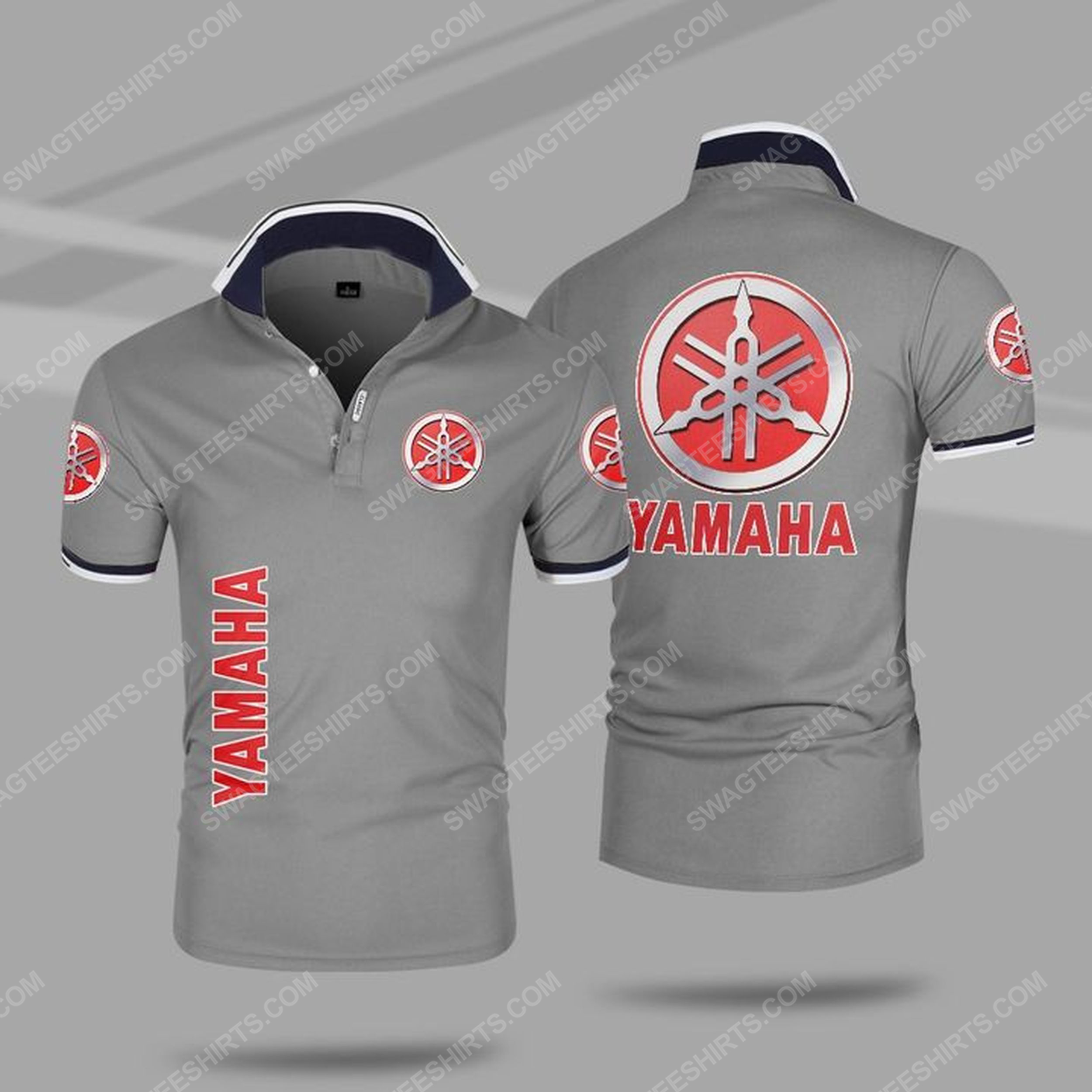 The yamaha symbol all over print polo shirt - gray 1