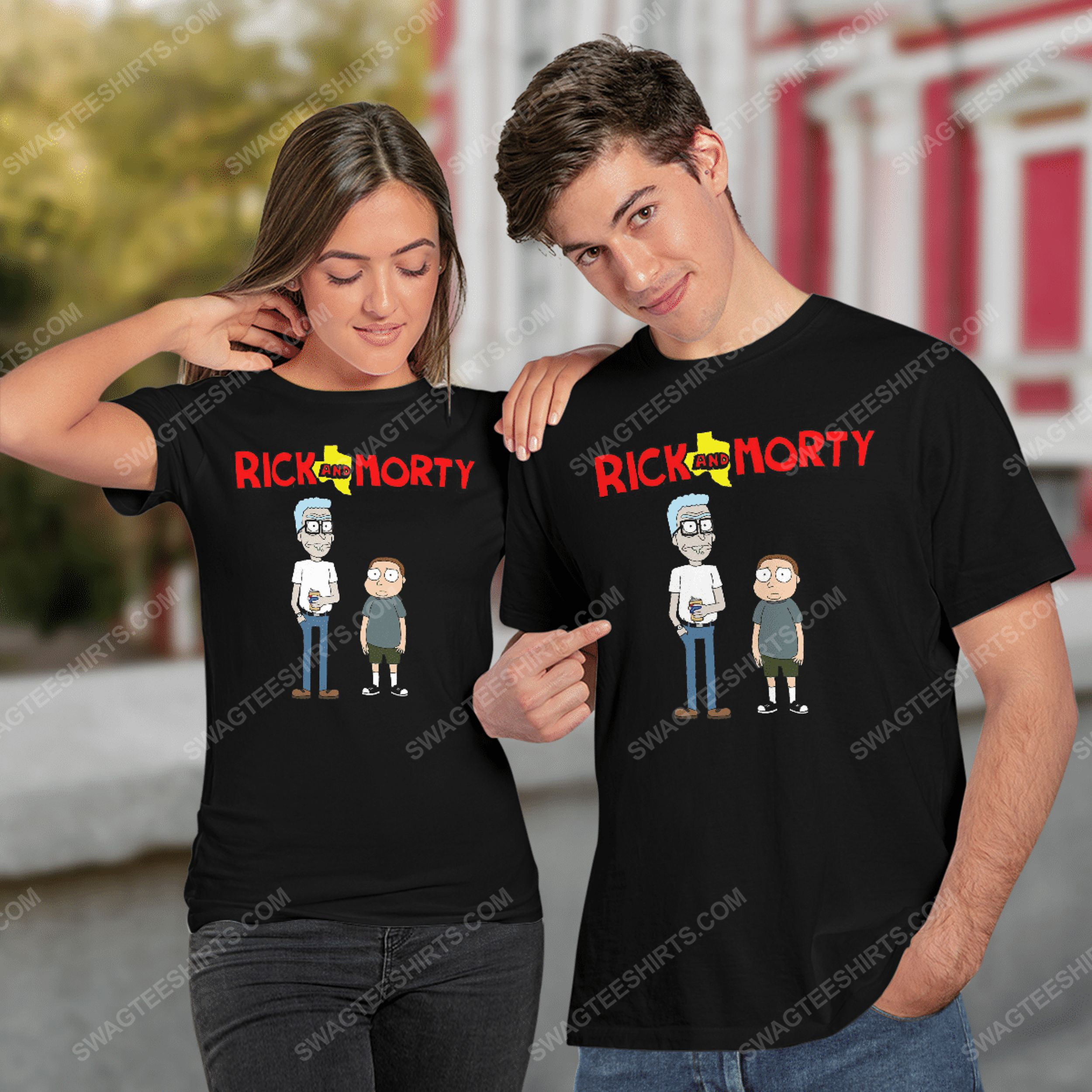 Tv show rick and morty and king of the hill tshirt(1)