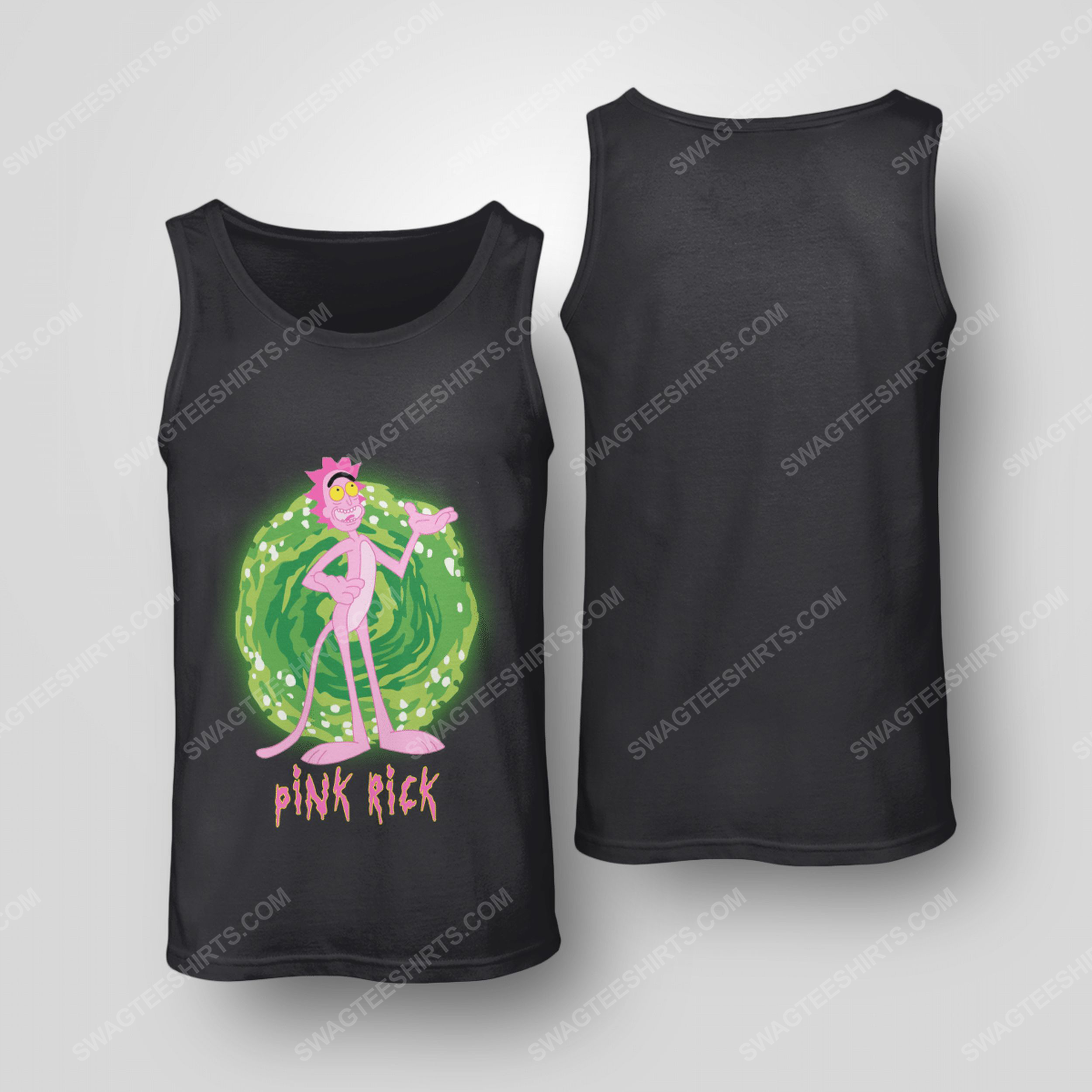 Tv show rick and morty and pink panther tank top(1)
