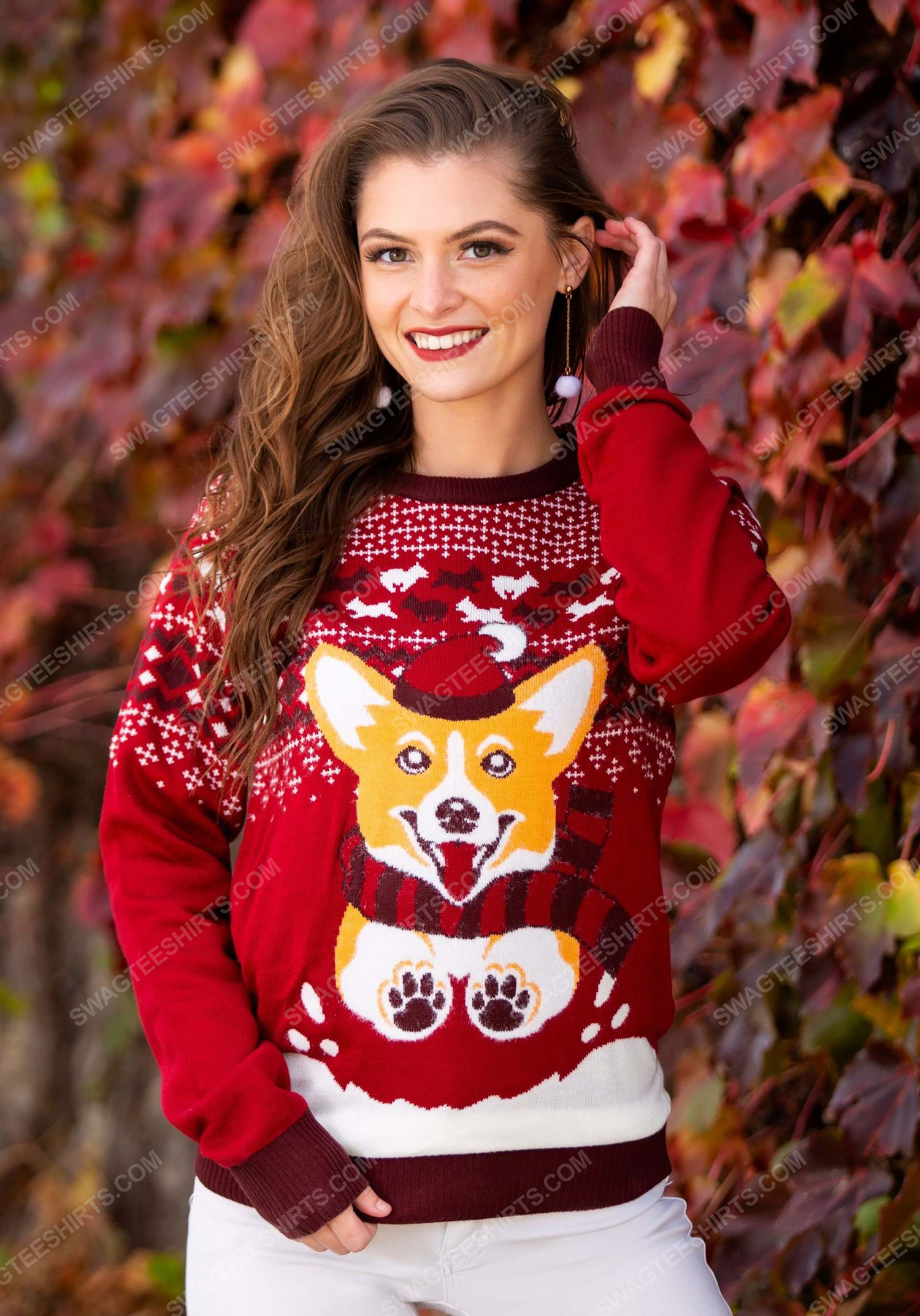 Christmas holiday corgi dog full print ugly christmas sweater 2
