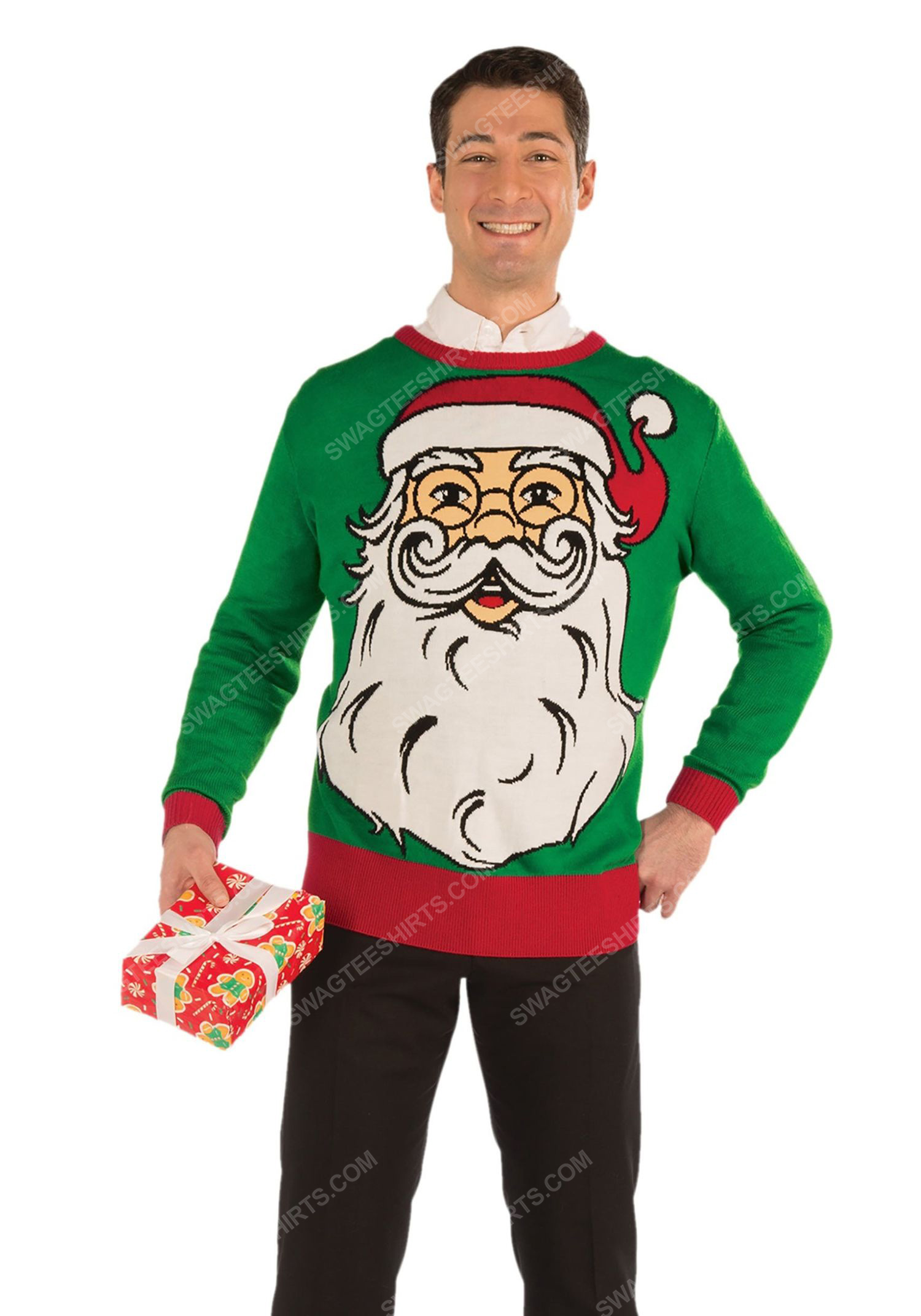 Christmas holiday hipster santa full print ugly christmas sweater 2