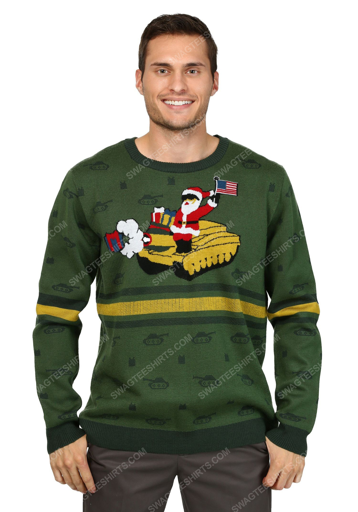 Christmas holiday santa on tank full print ugly christmas sweater 2 - Copy