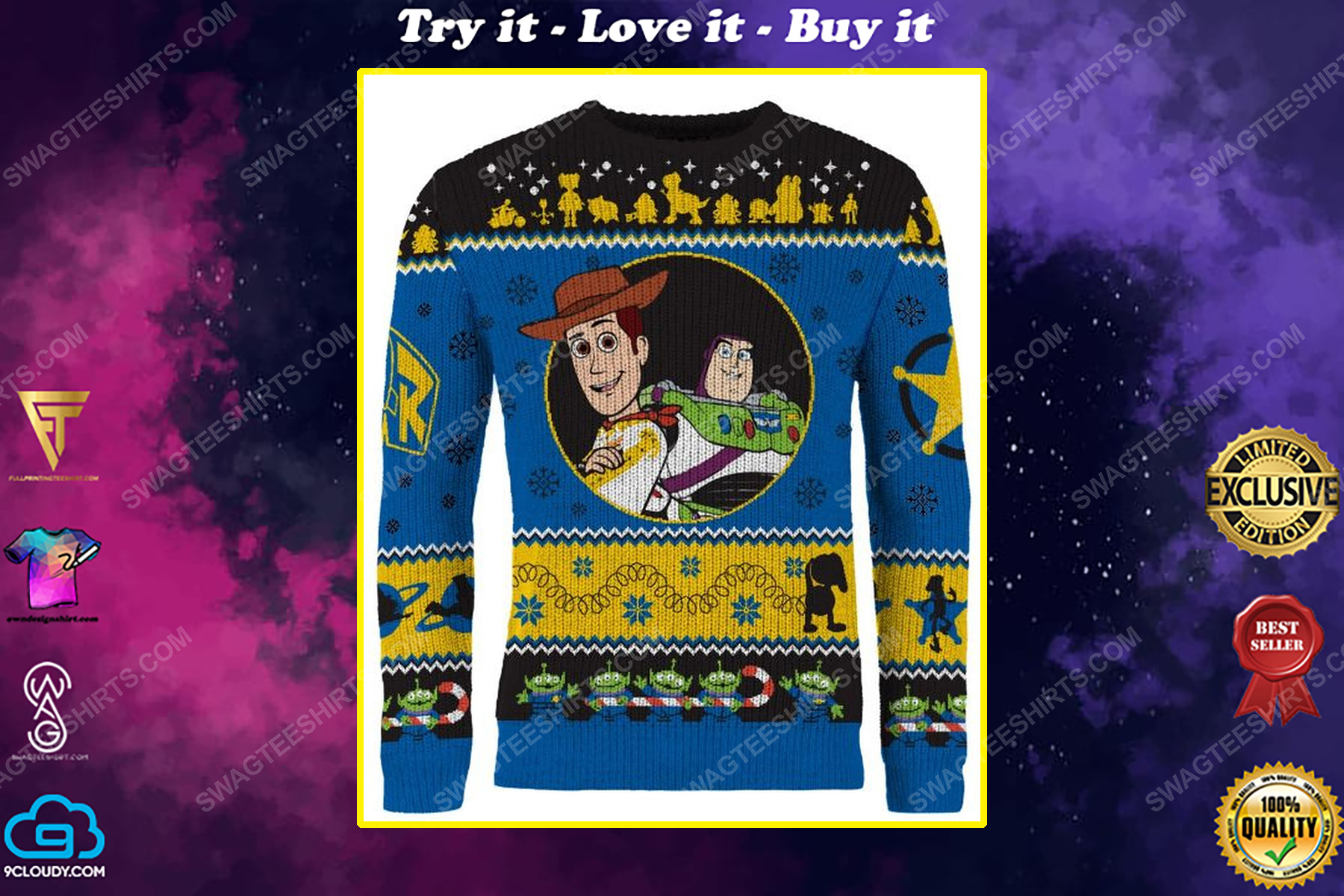 Christmas holiday toy story full print ugly christmas sweater