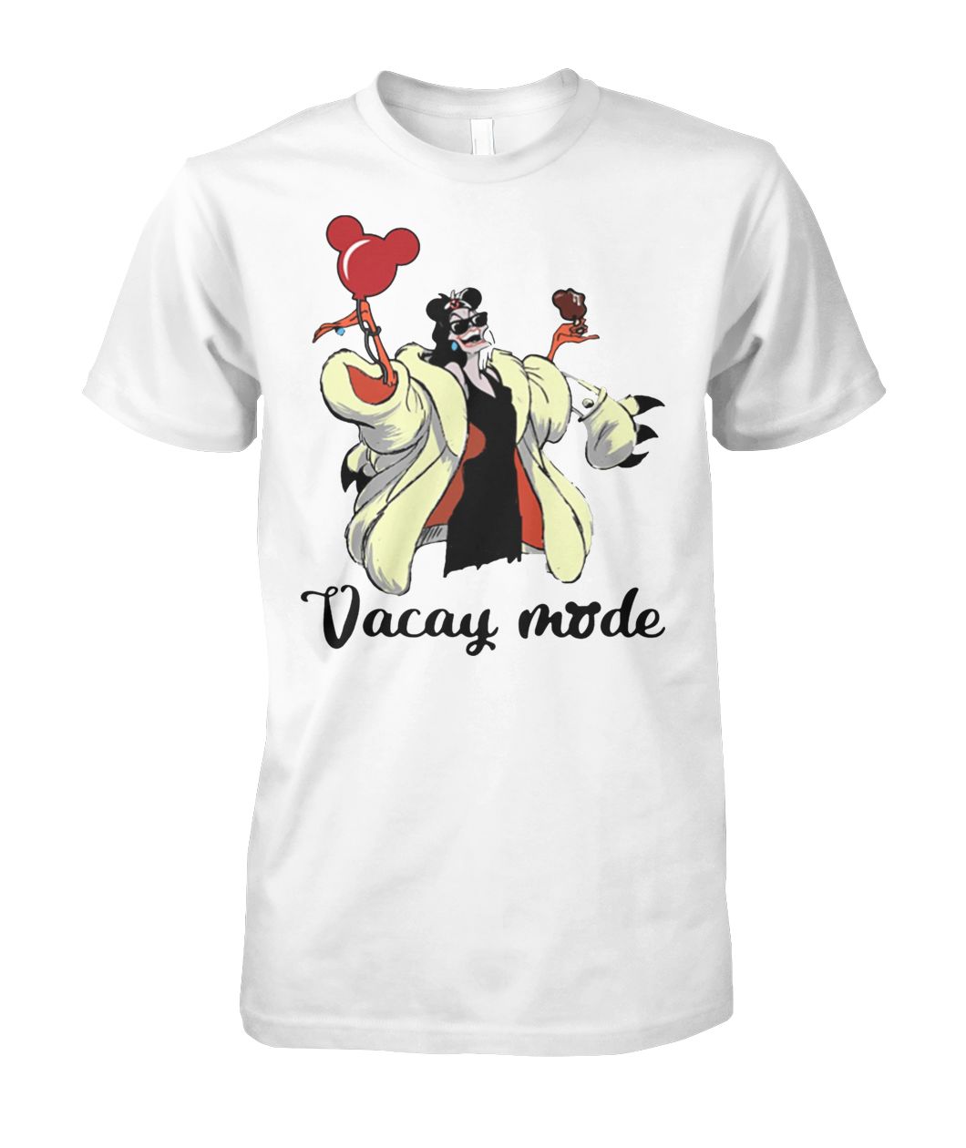 Cruella de Vil vacay mode balloon mickey mouse shirt