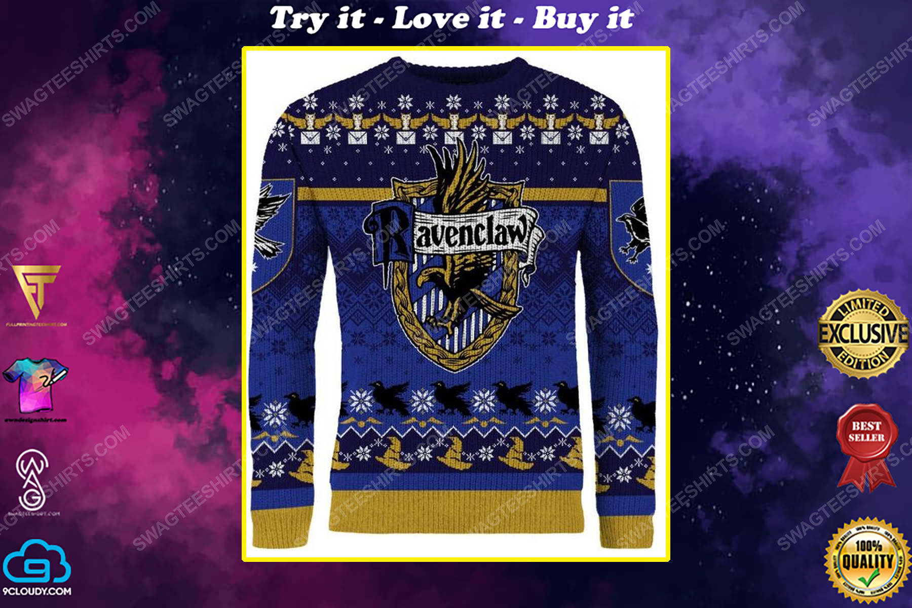 Harry potter ravenclaw house full print ugly christmas sweater