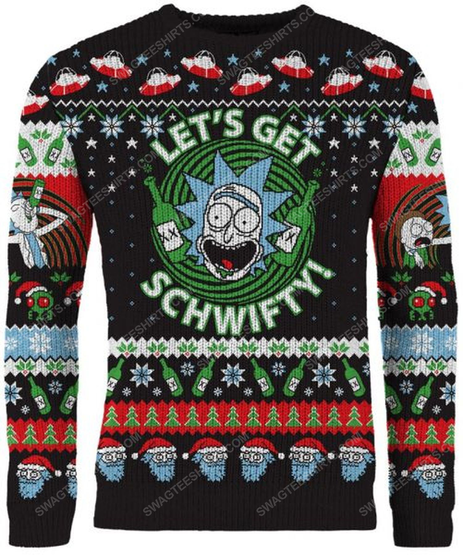 Rick and morty let's get schwifty full print ugly christmas sweater 2 - Copy (2)