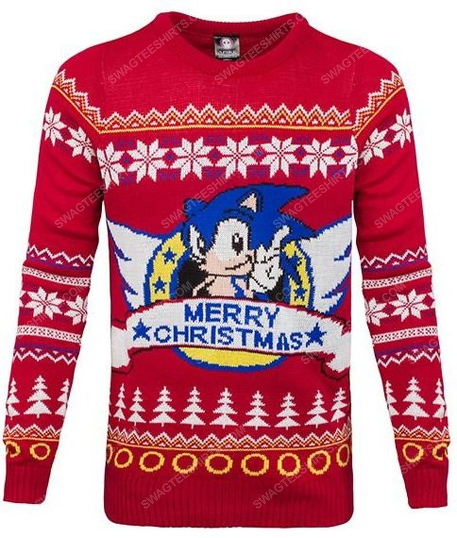 Sonic the hedgehog and merry christmas full print ugly christmas sweater 2 - Copy (2)