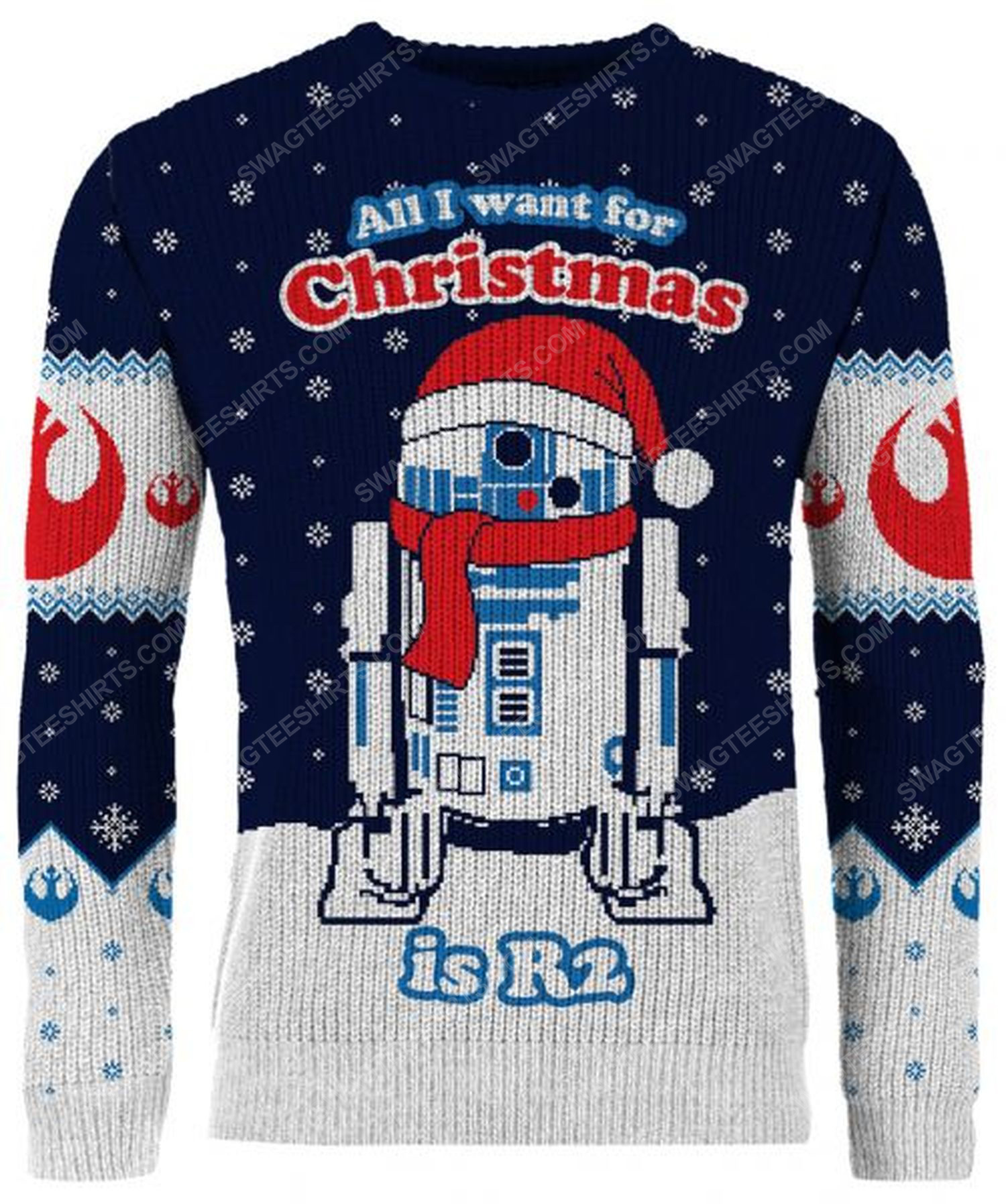 Star wars all i want for christmas is r2 full print ugly christmas sweater 2 - Copy (2)