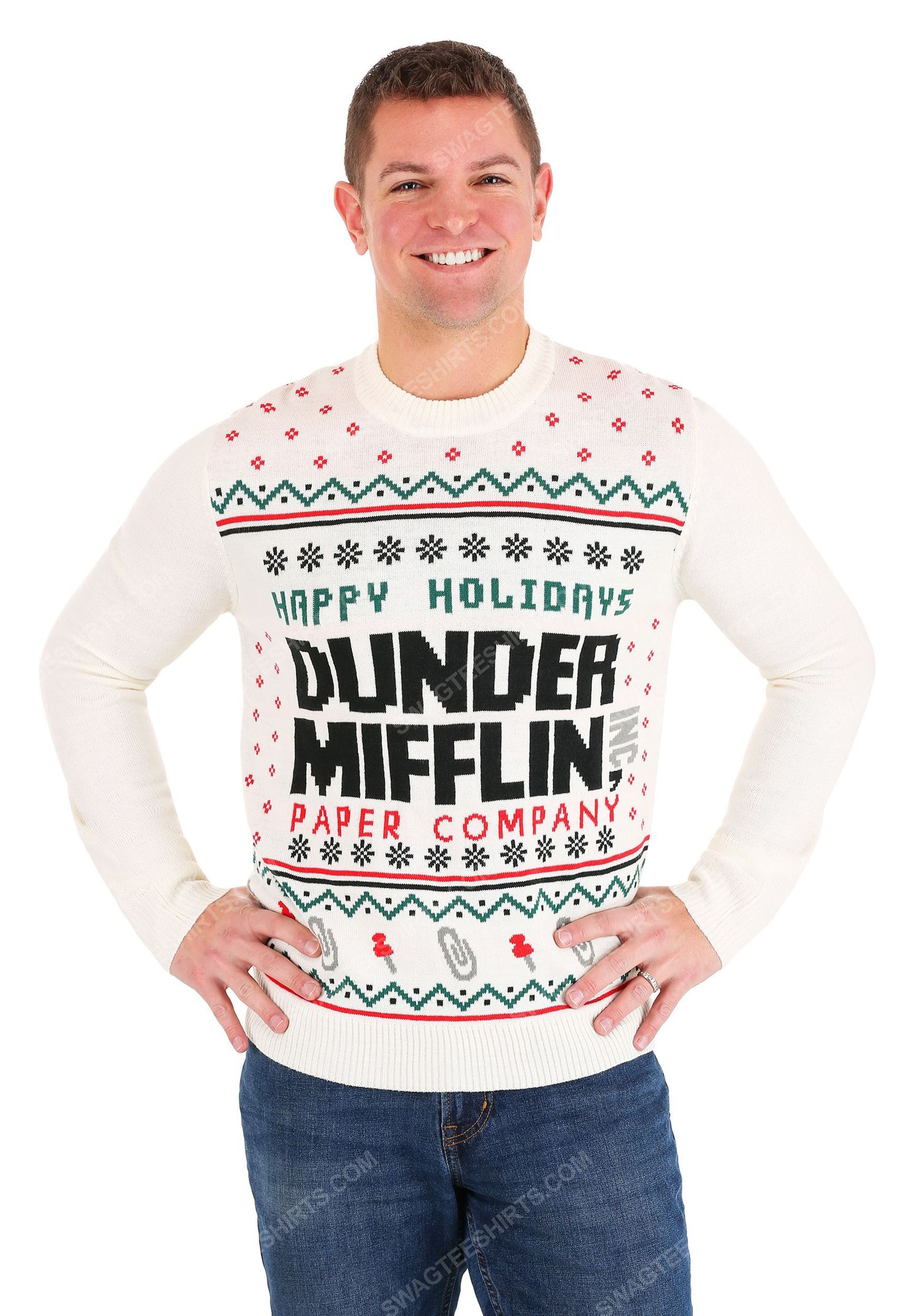 The office happy dunder mifflin paper company full print ugly christmas sweater 2 - Copy (2)